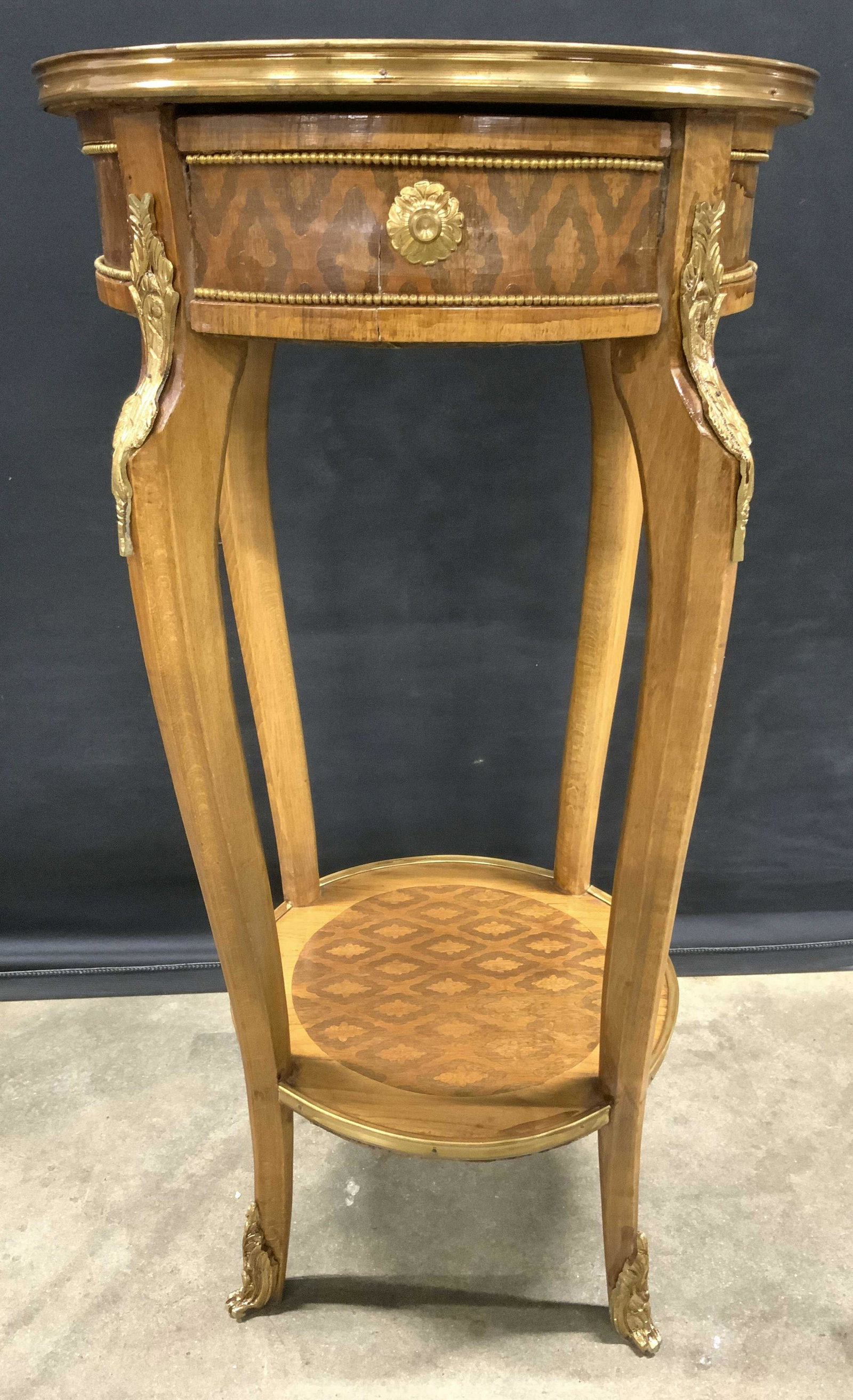 Louis XV Marquetry Side Table W Drawer (1 of 10)