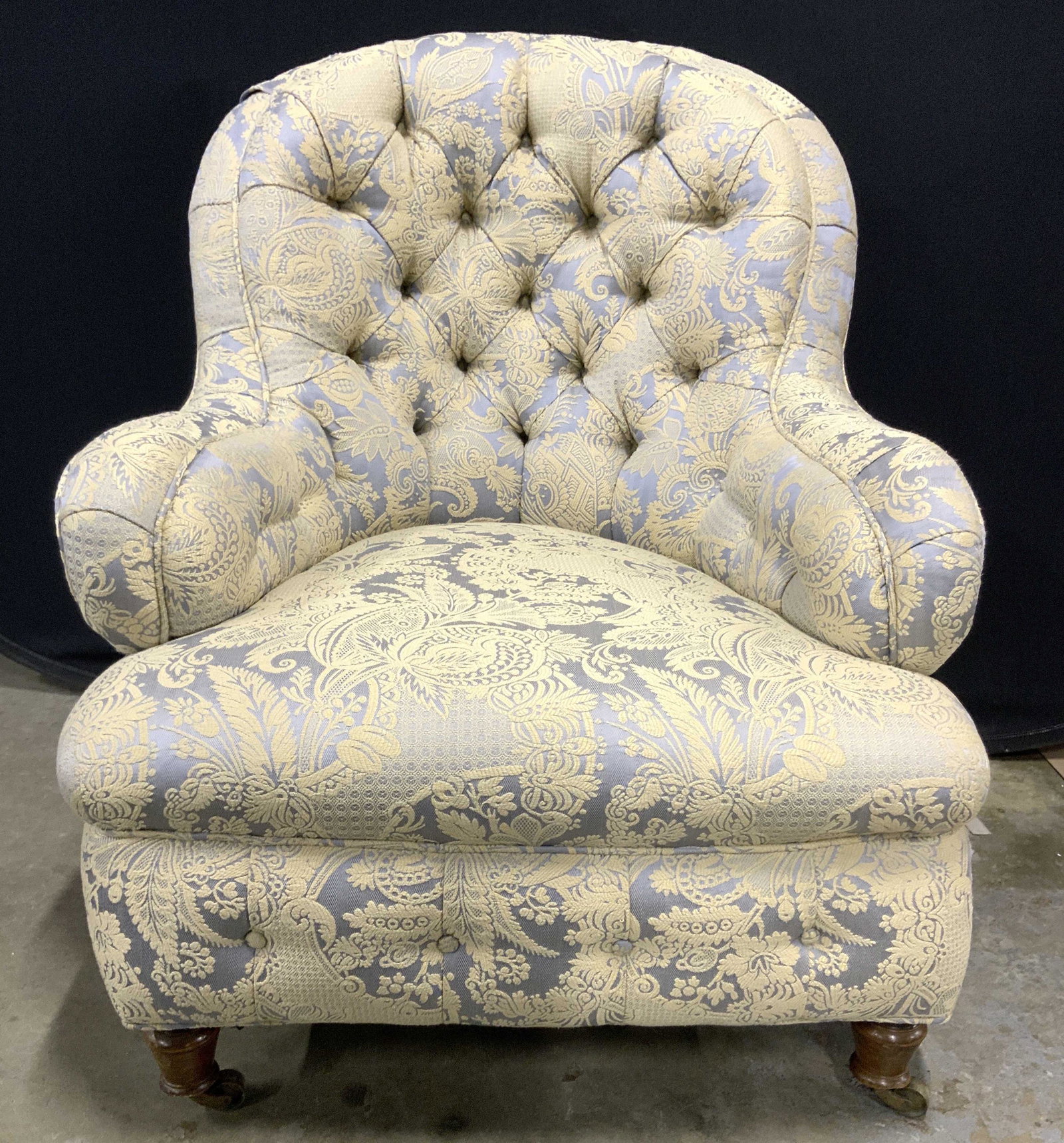 Custom Upholstered Tufted Club Chair & Ottoman (1 of 11)