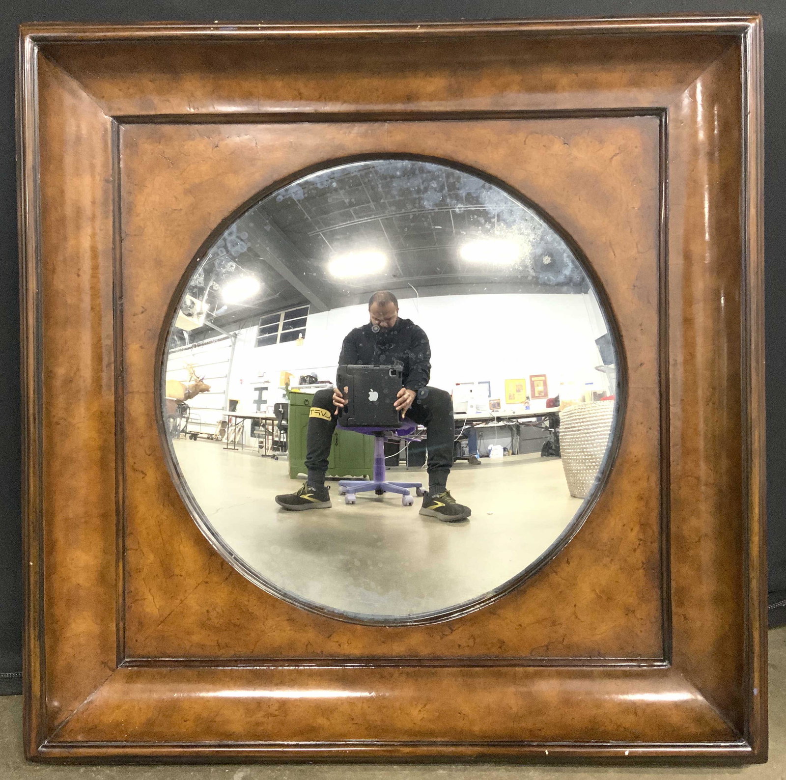 THEODORE ALEXANDER Wood Fisheye Mirror (1 of 10)