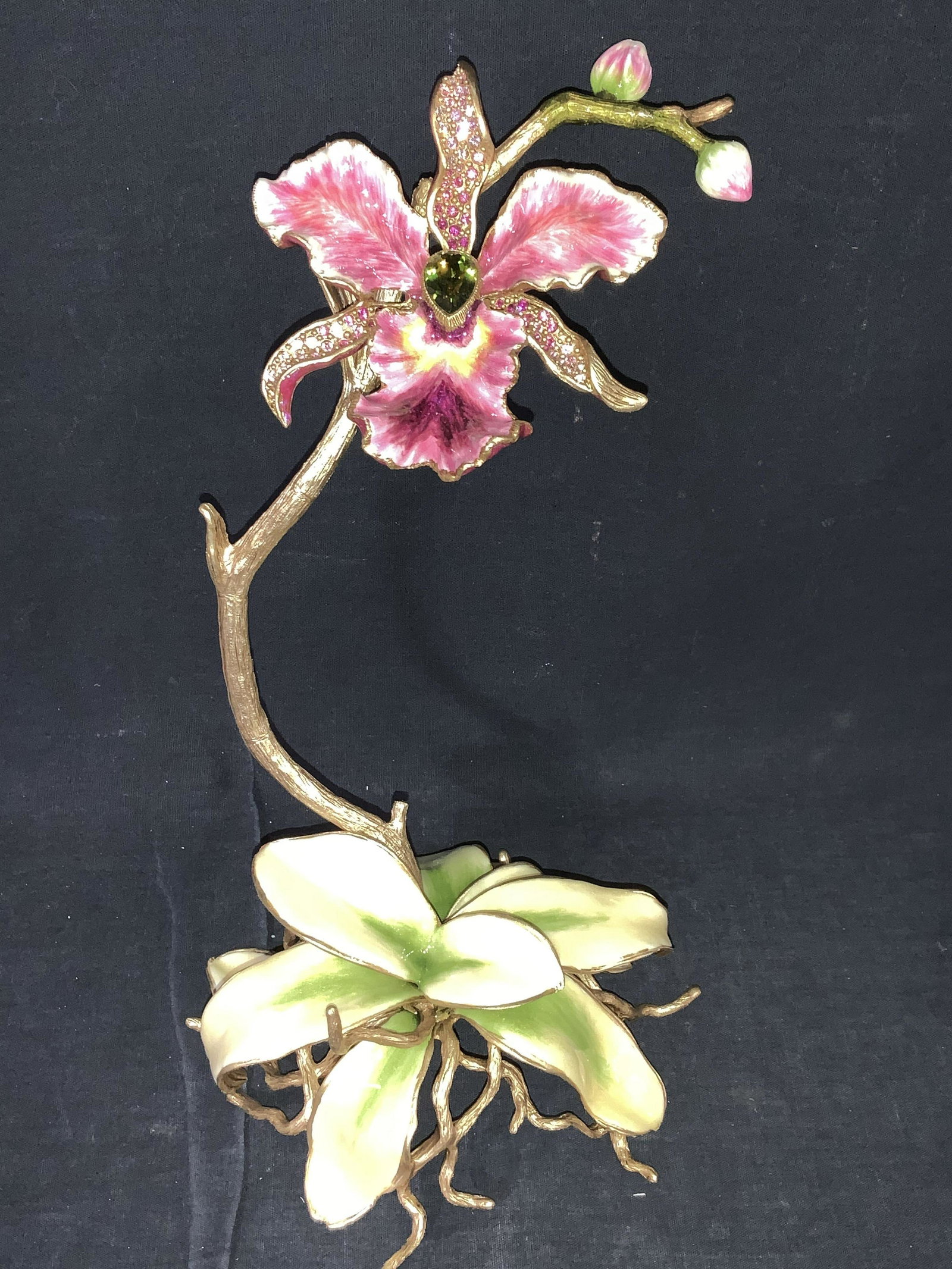 JAY STRONGWATER Enamel & Crystal Orchid, Box (1 of 9)