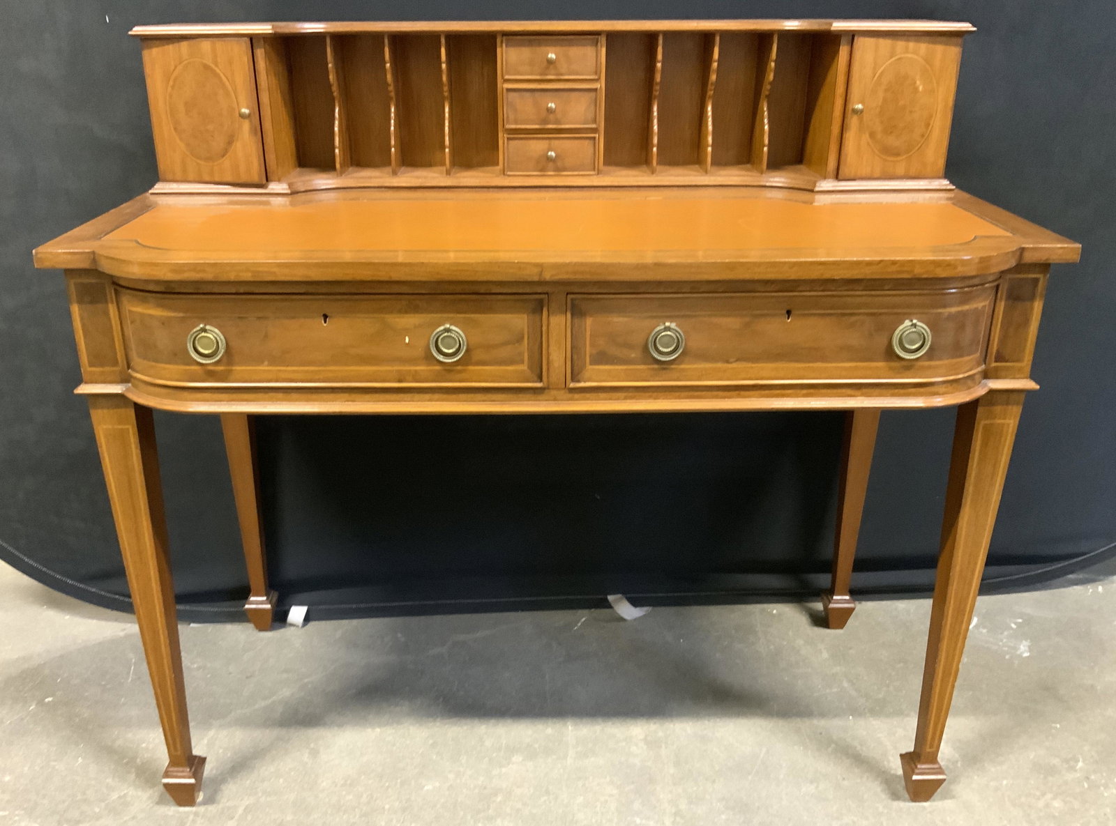 Vintage Carved Wooden Desk W Leather Top (1 of 11)