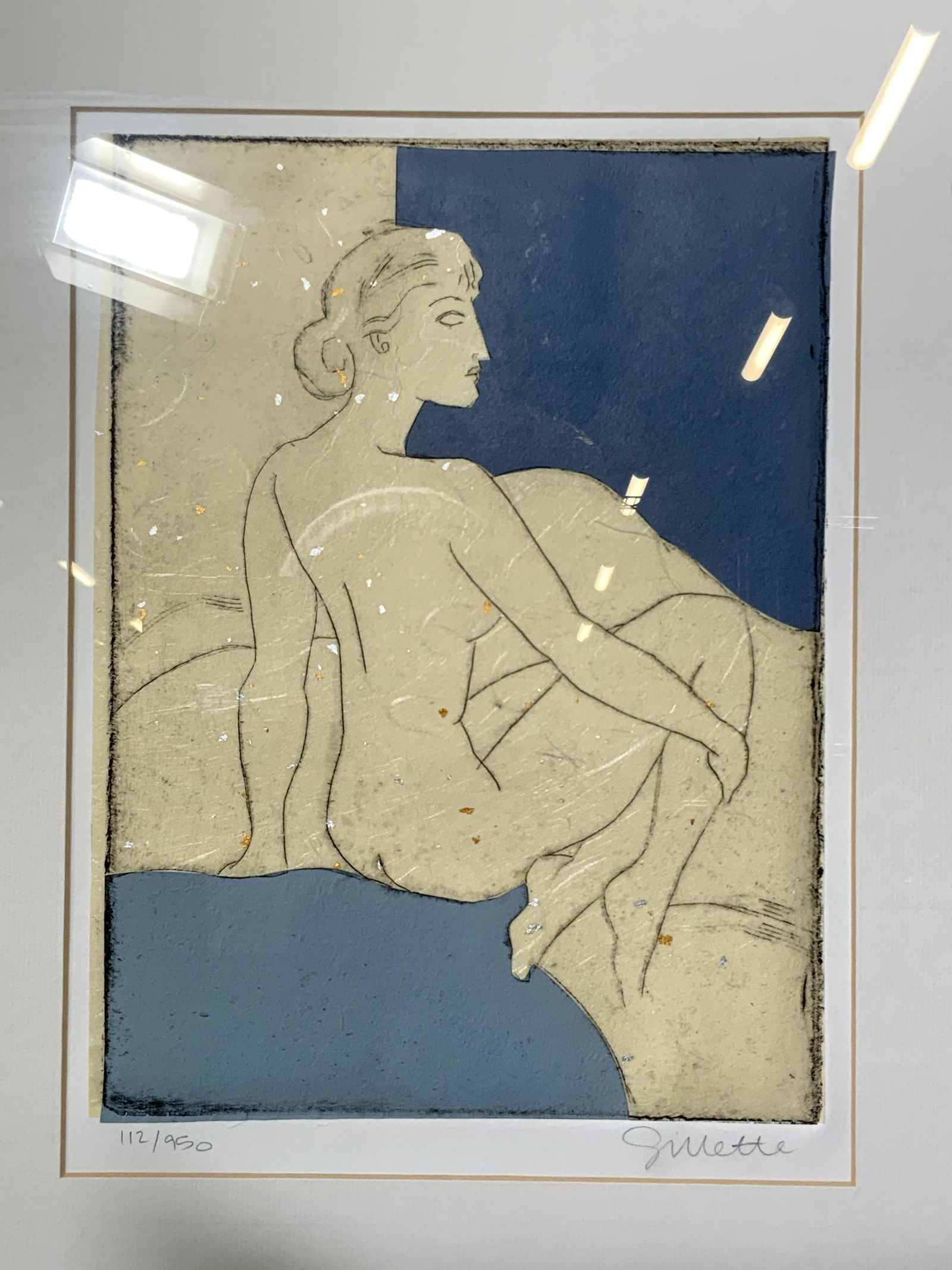 GINETTE Signed Mixed Media Artwork: GINETTE Signed Mixed Media Artwork, etching possibly on textured mulberry paper, signature to lower right reads â€˜Ginetteâ€™, edition number to lower left reads â€˜112/950â€™, Shows