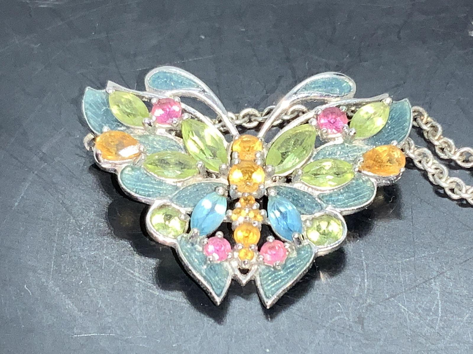Sterling Silver Multicolored Butterfly Necklace (1 of 8)