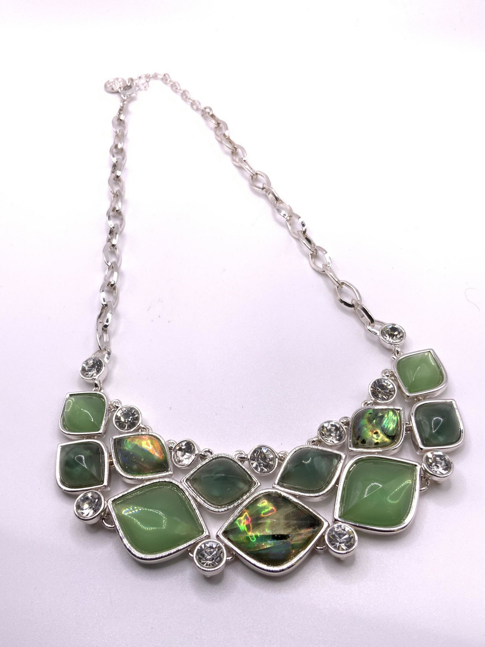 Lot 2 Signed Bejeweled Green Crystal Necklaces (1 of 13)