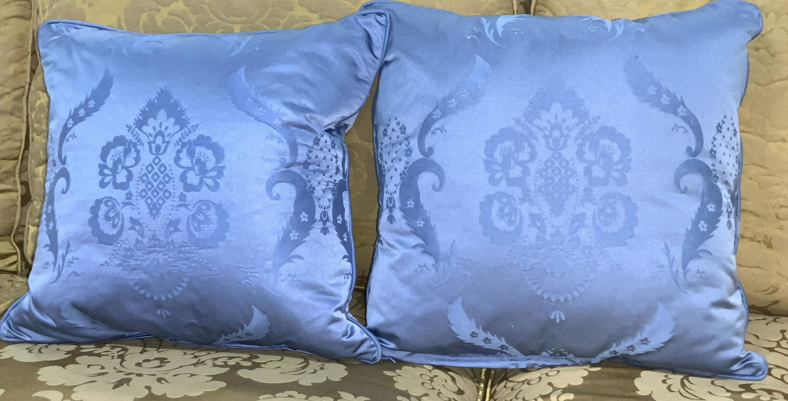 Pair Bespoke Sateen Damask Toss Pillows (1 of 9)