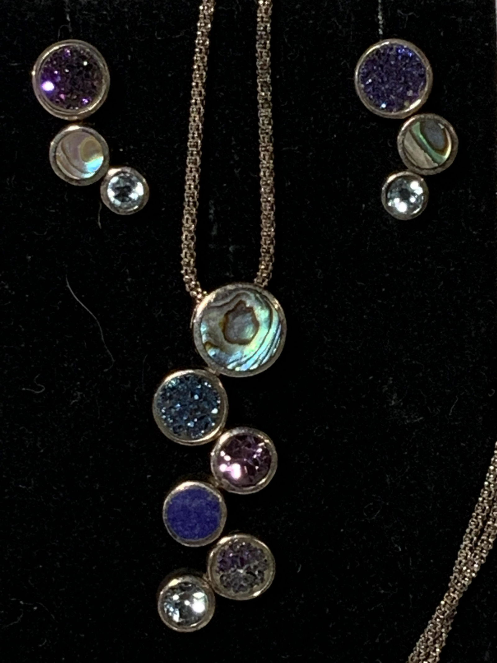 Sterling Silver Necklace & Earrings Set w Gems (1 of 6)