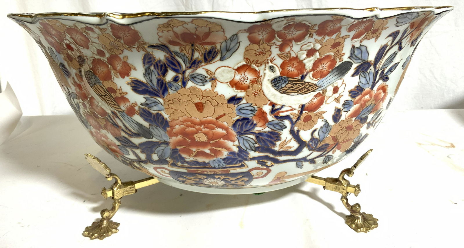 Signed Hand Painted Asian Porcelain Bowl W Stand (1 of 10)