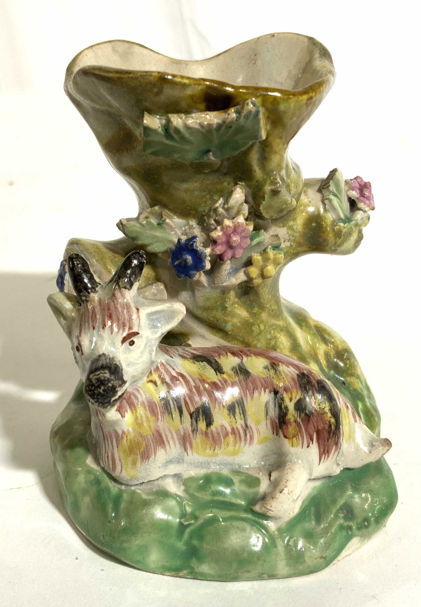 Early STAFFORDSHIRE Ceramic Bud Vase W Goat Figure (1 of 10)