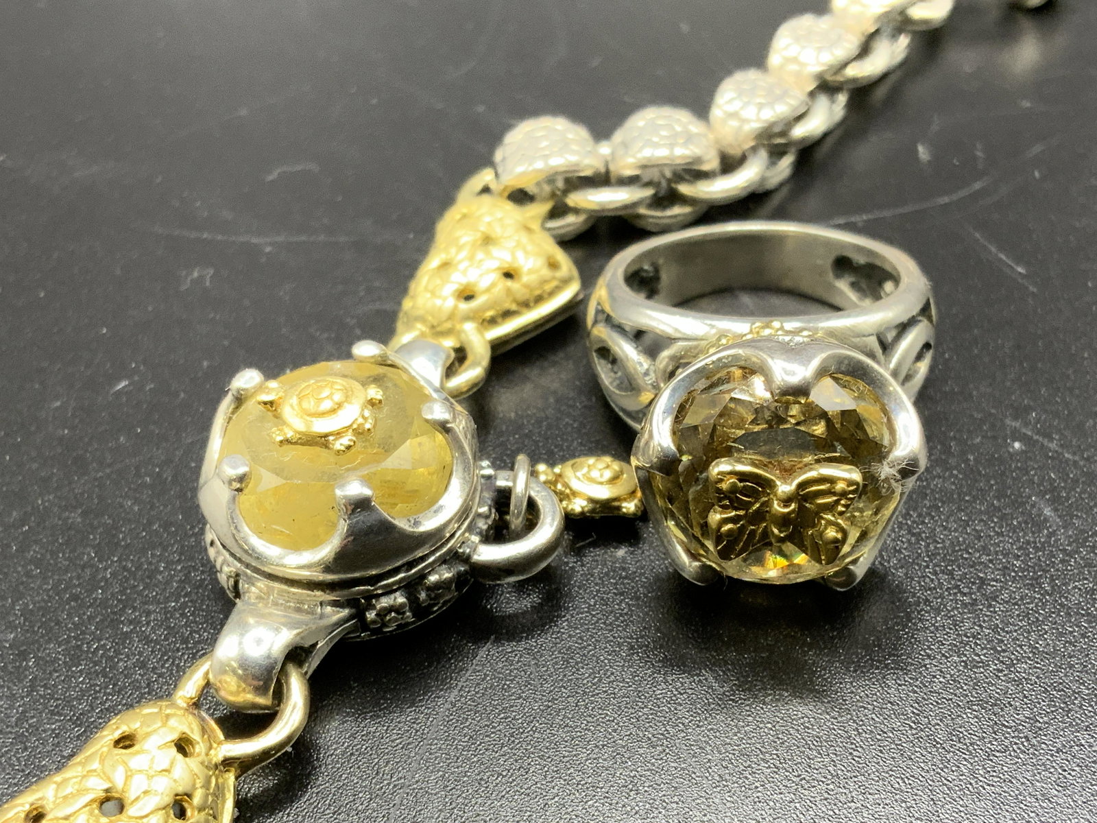 SAINT Sterling 18KT Chunky Jewelry Ring & Bracelet (1 of 10)