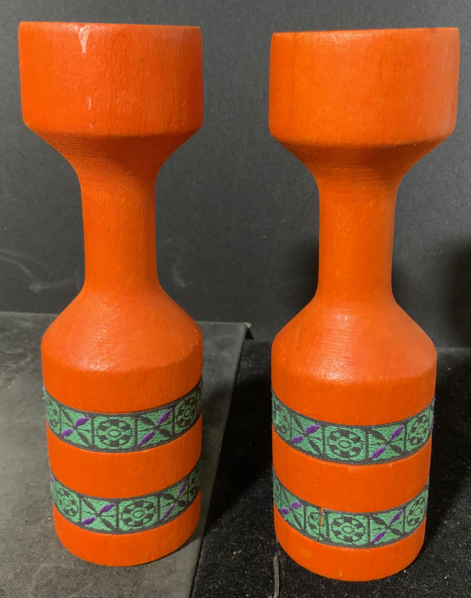Pair Wooden Candlestick Holders (1 of 5)