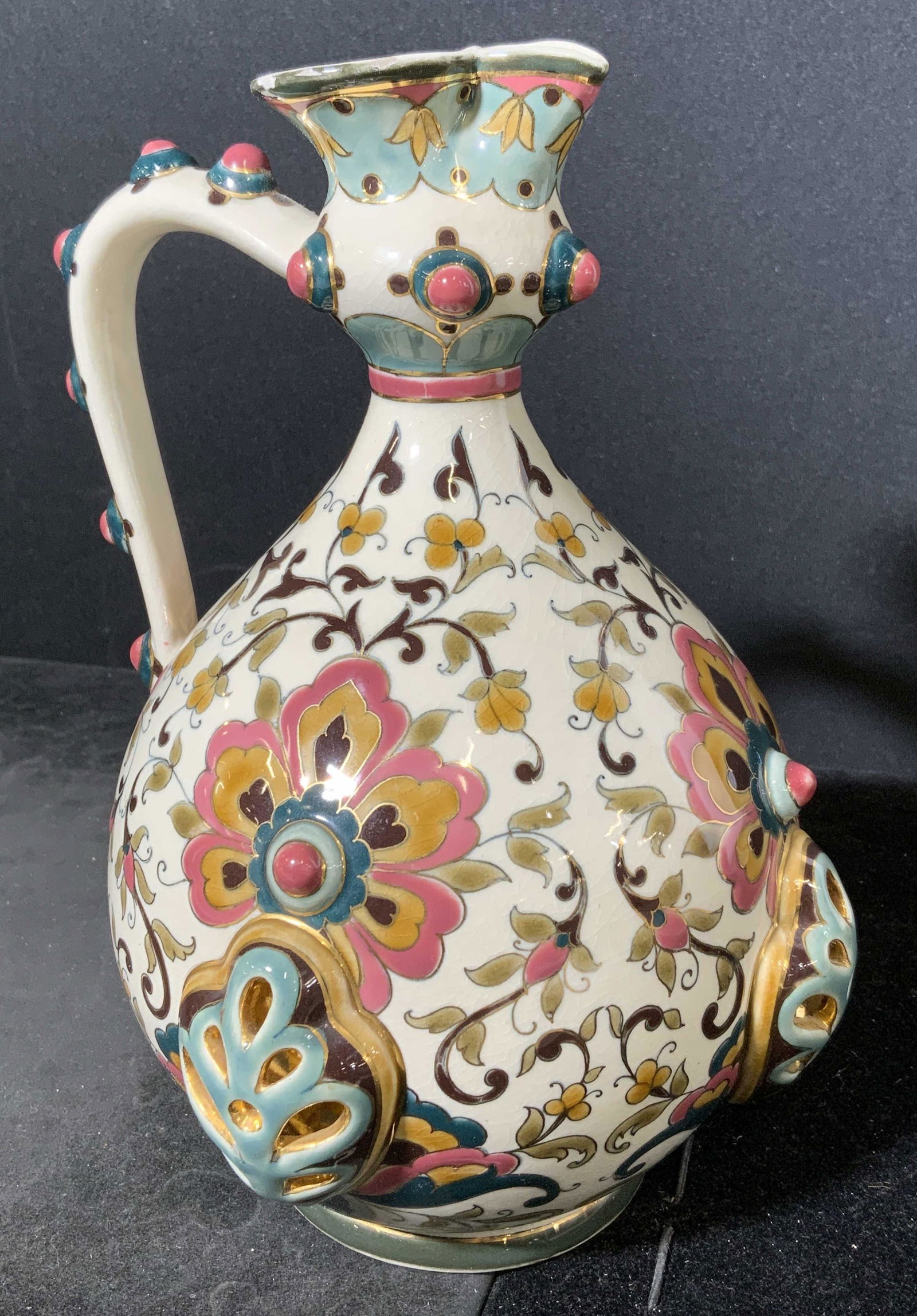 ZSOLNAY Hand Painted Ceramic Jug (1 of 8)