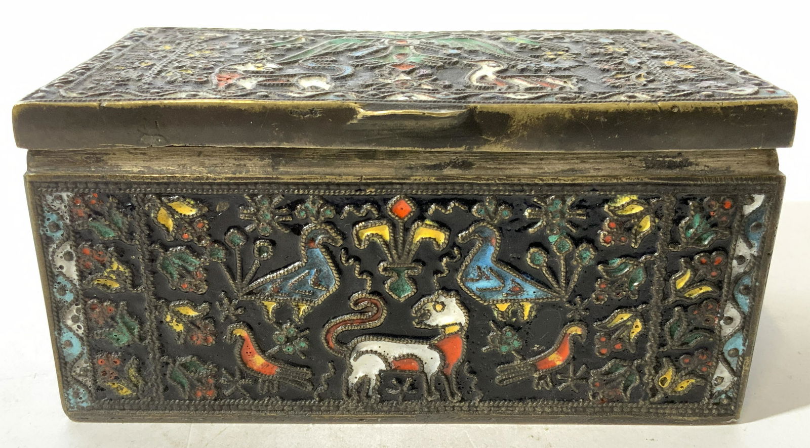 Vintage Asian Enameled Lidded Keepsake Box (1 of 9)