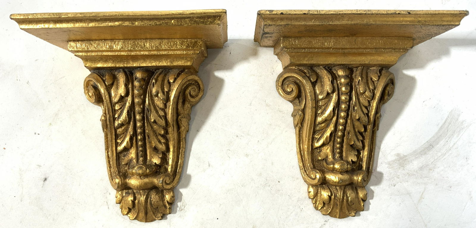 Pair Vintage Ornate Gold Leafed Wall Shelves (1 of 8)
