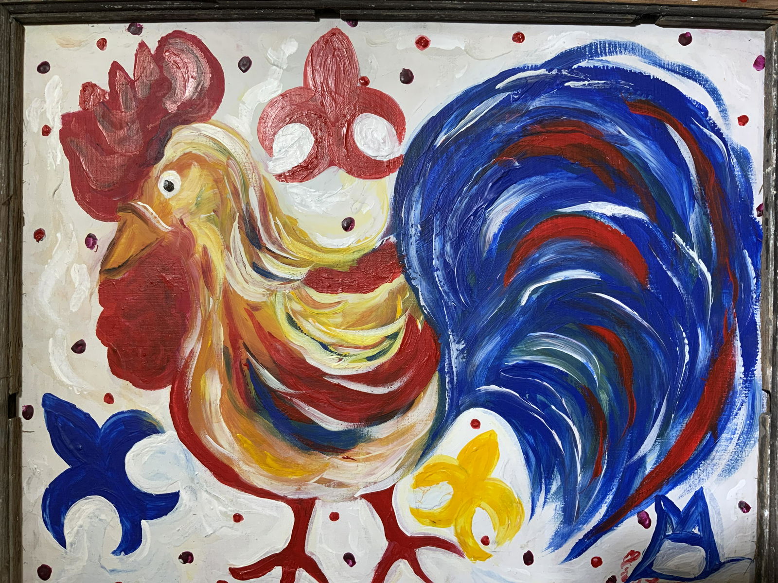 Rooster Oil on Panel Artwork (1 of 4)