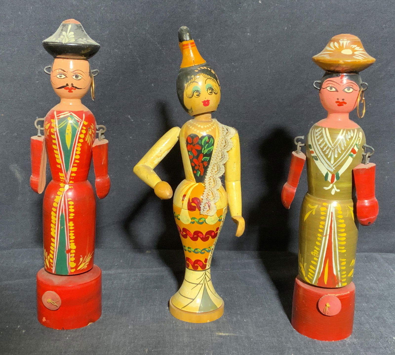 Lot 3 vintage Wooden Dancing Dolls (1 of 5)