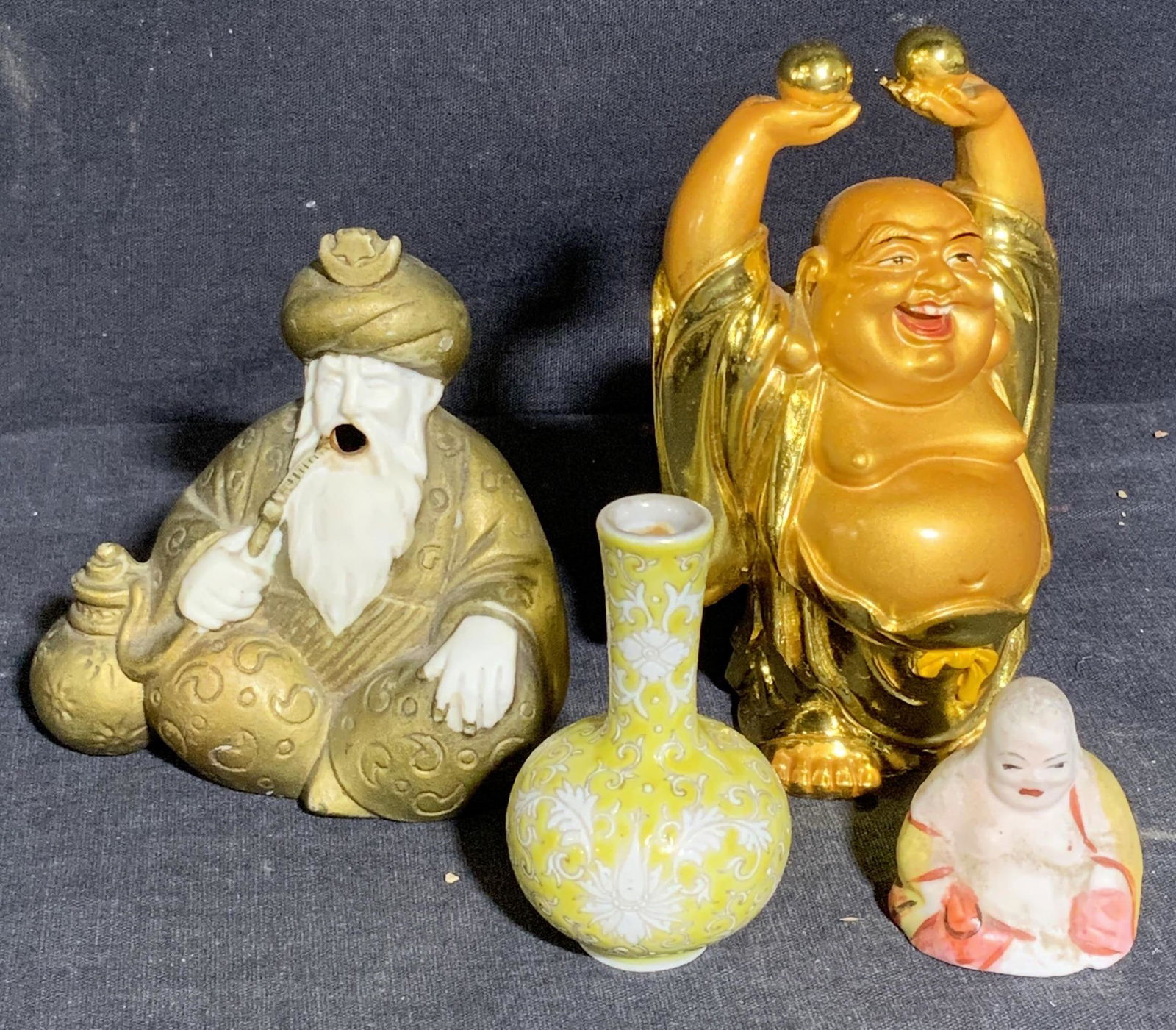 Lot 4 Asian Tabletop Decor, Buddha Figural & More (1 of 5)