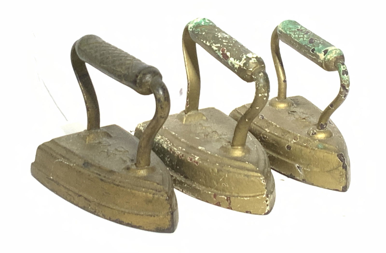 Lot 3 Antique Painted Cast Iron Sad Irons (1 of 9)