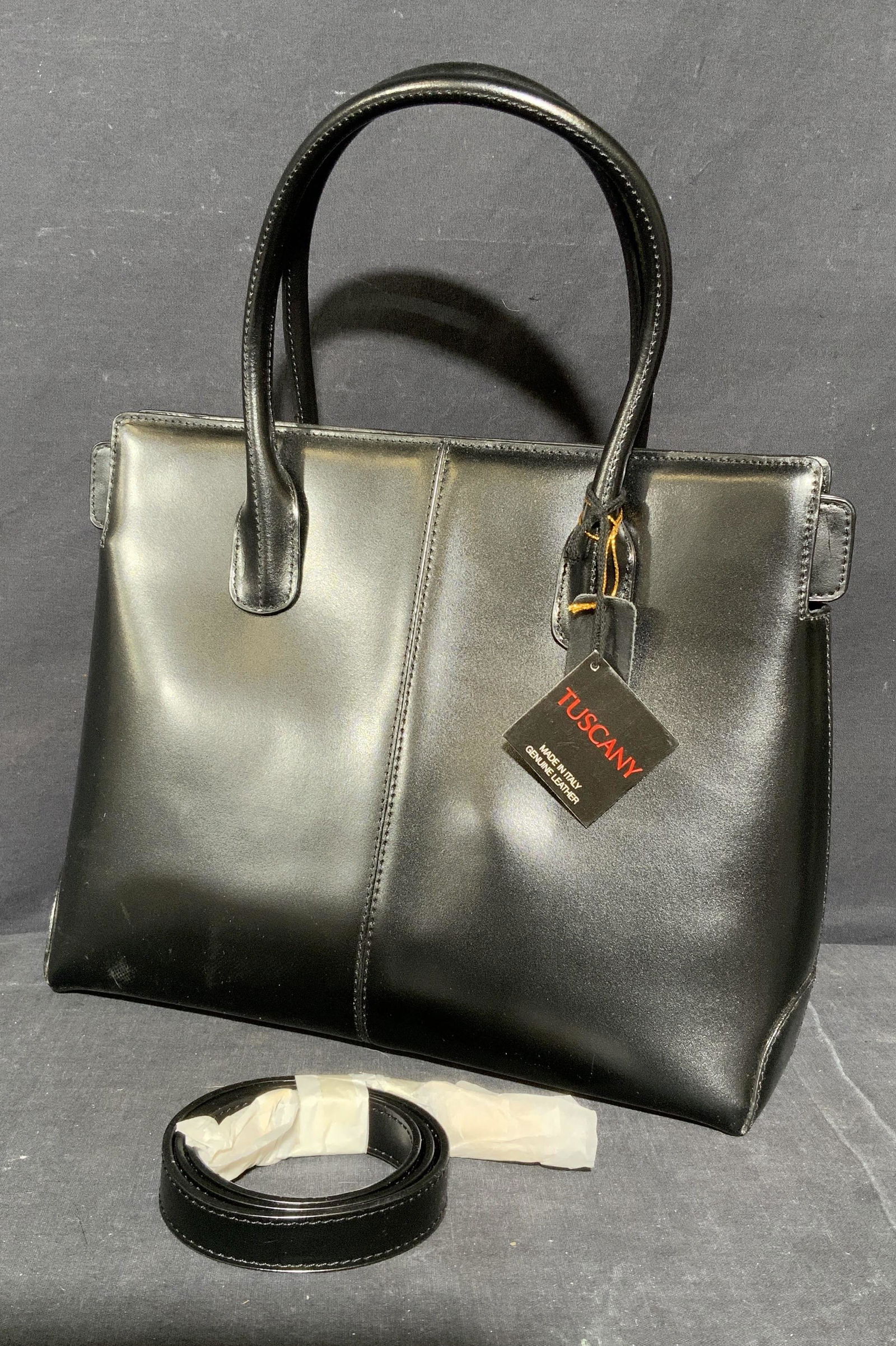 TUSCANY Genuine Leather Handbag w Shoulder Strap (1 of 8)