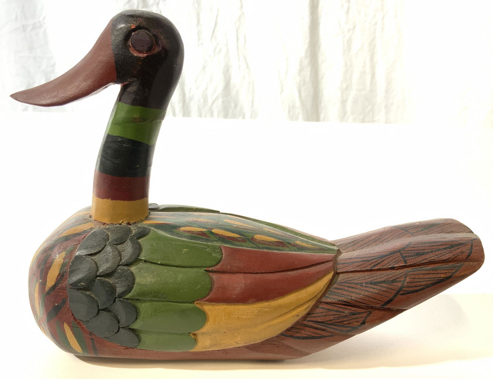 Painted Carved Wooden Duck Figure (1 of 8)