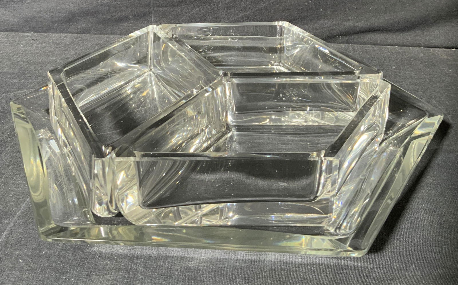 Hexagonal Glass Plate and Dishes (1 of 6)