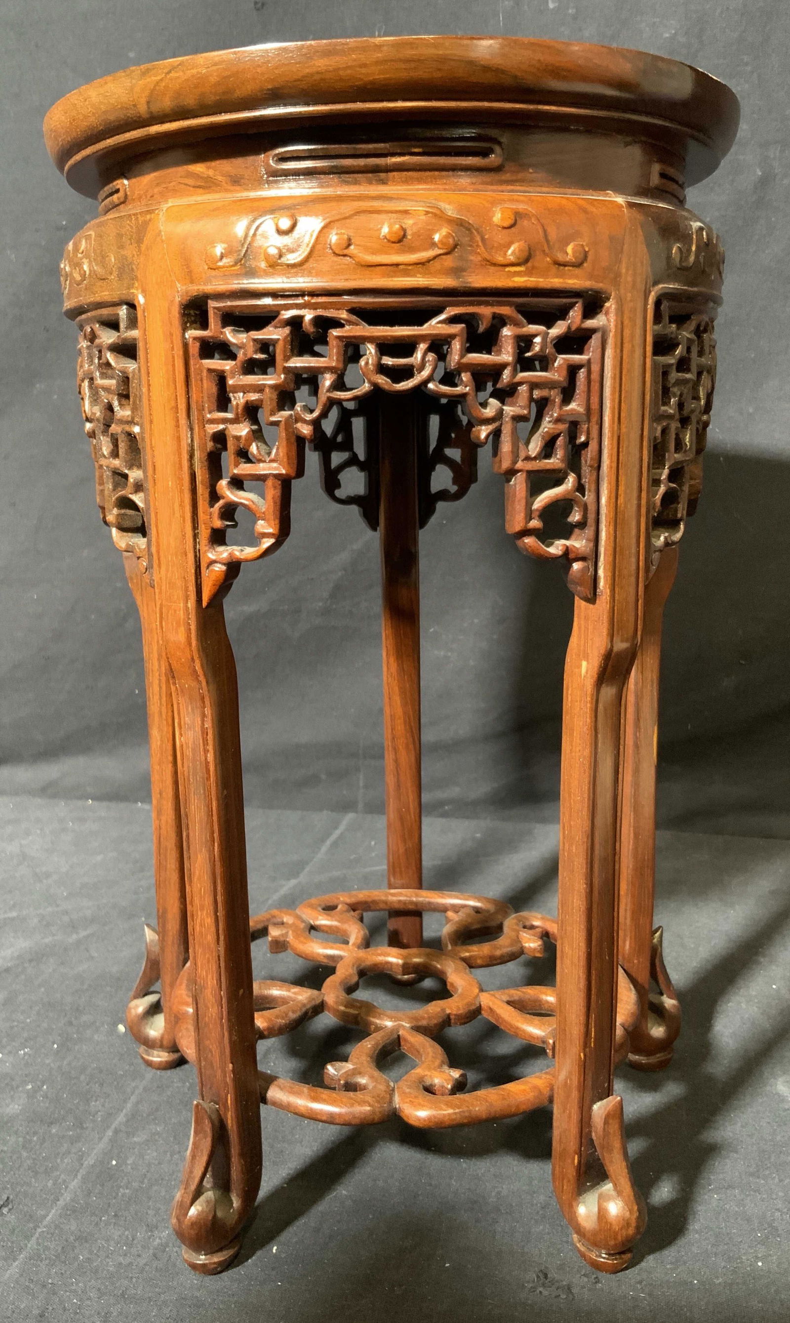 Intricately Carved Asian Wooden Plant Stand (1 of 8)