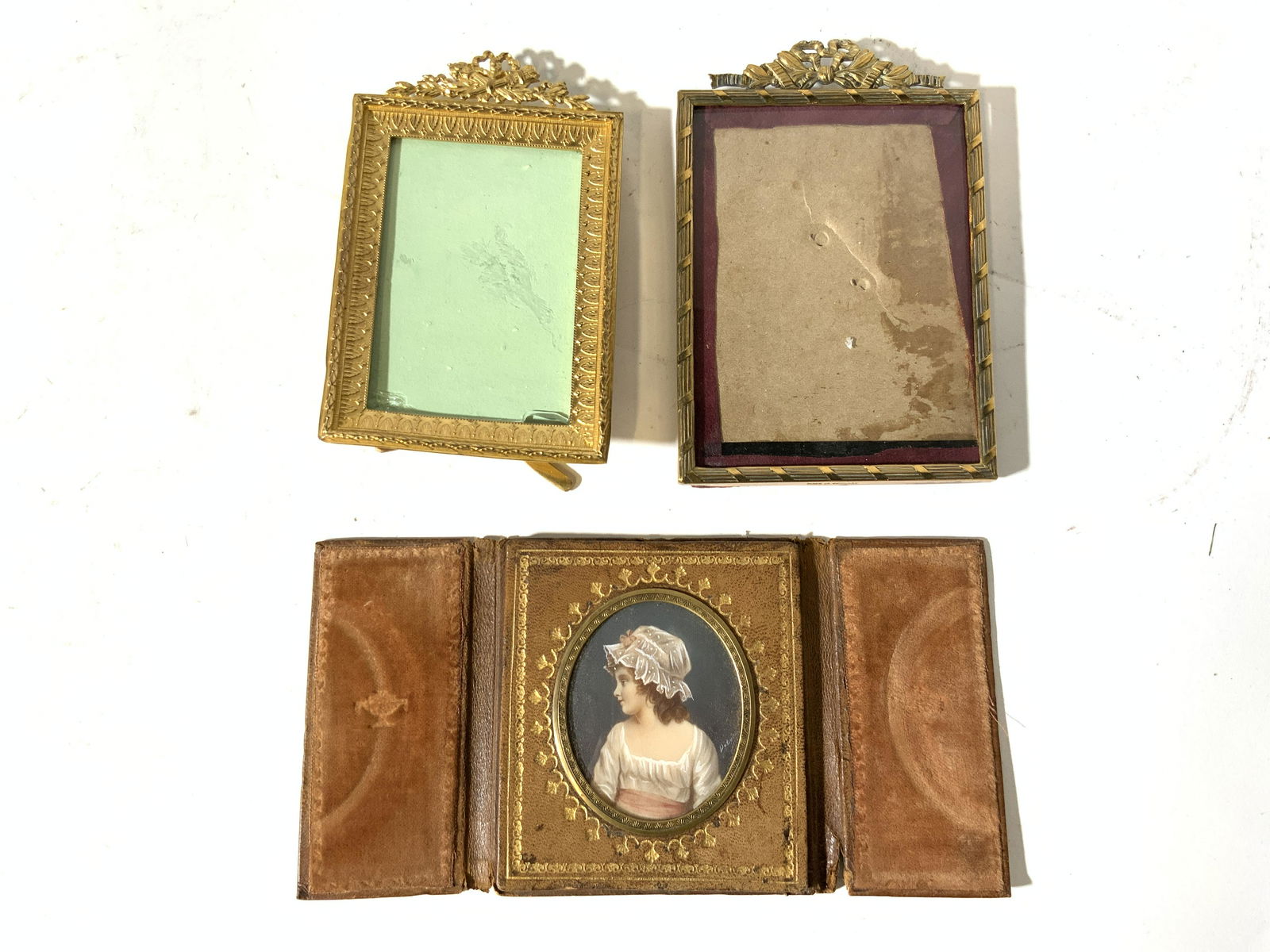 Lot 3 Brass & Leather Pitcher Frames (1 of 8)