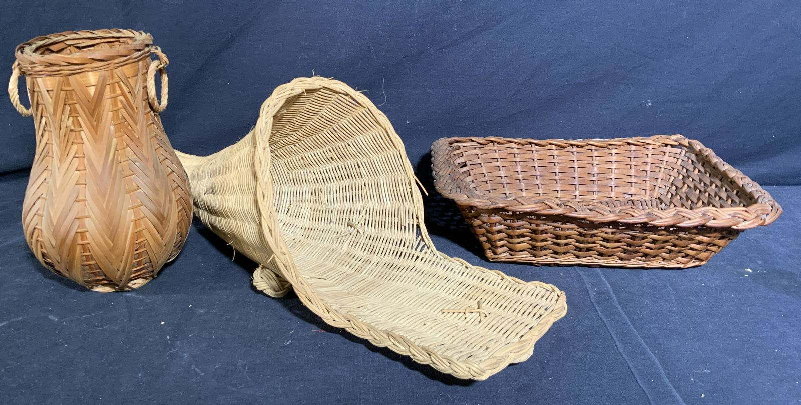 Lot 3 Danish Handwoven Wicker Baskets, (1 of 8)