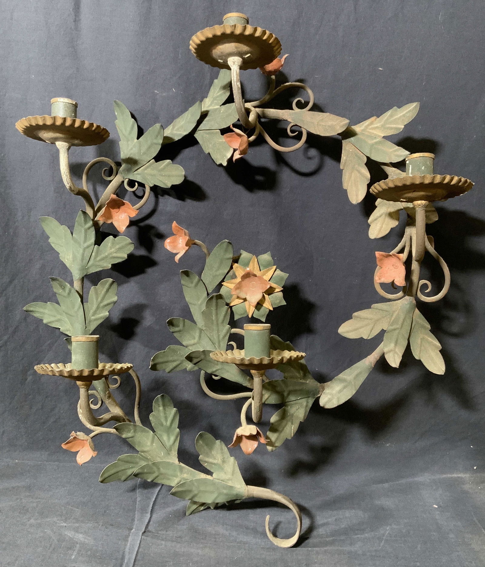 Antique Hand Painted Iron Candle Stick Holder (1 of 13)