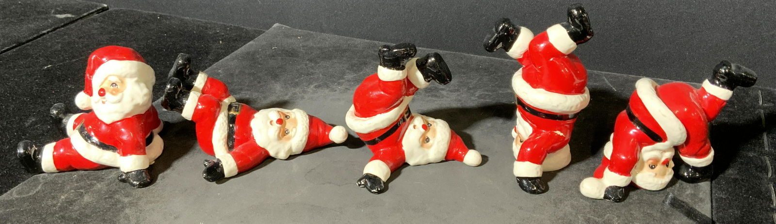 Set 5 Hand Painted Ceramic Santa Claus Figurals (1 of 7)