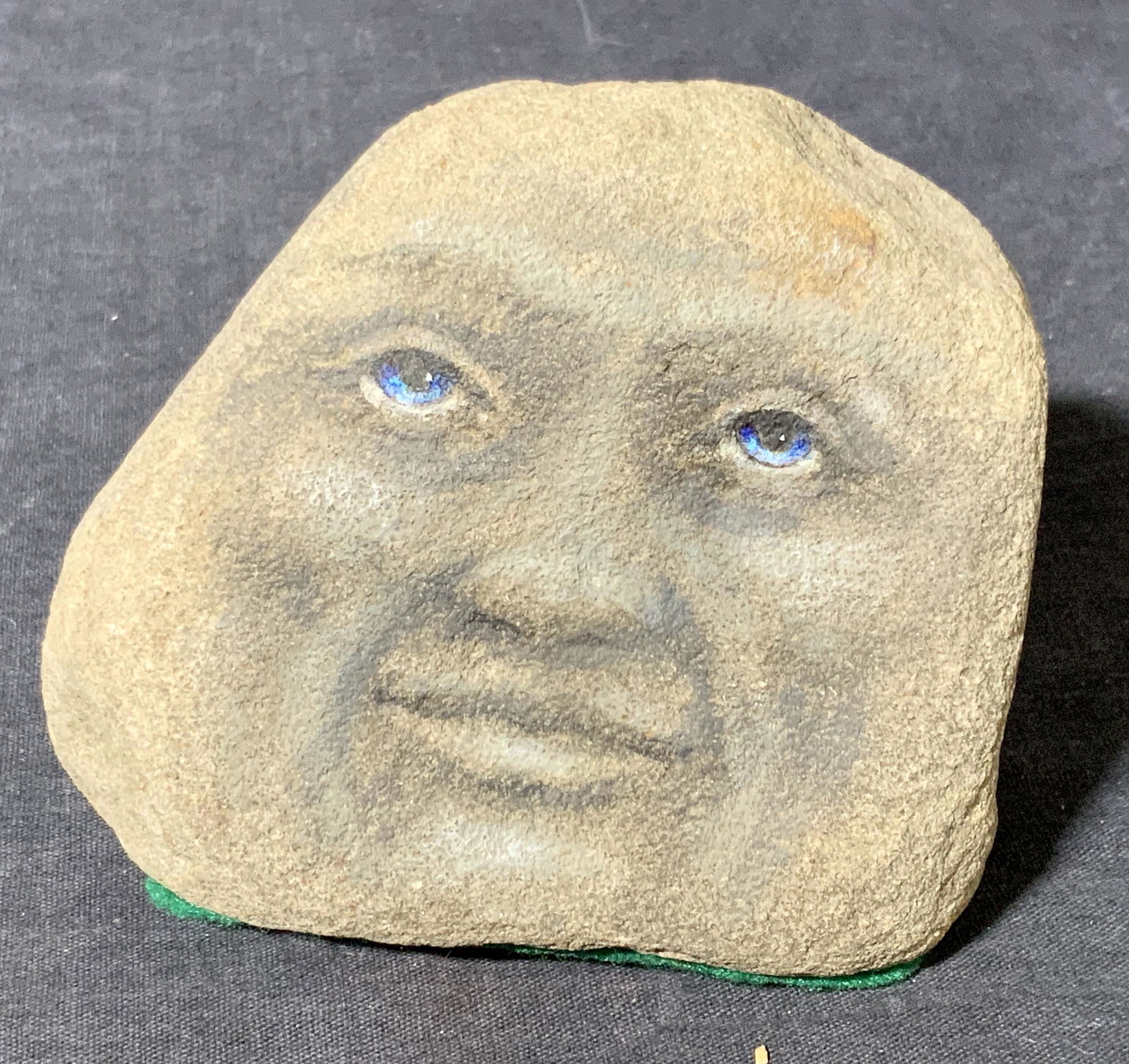 Signed Hand Painted Rock Head Table Ornament (1 of 8)