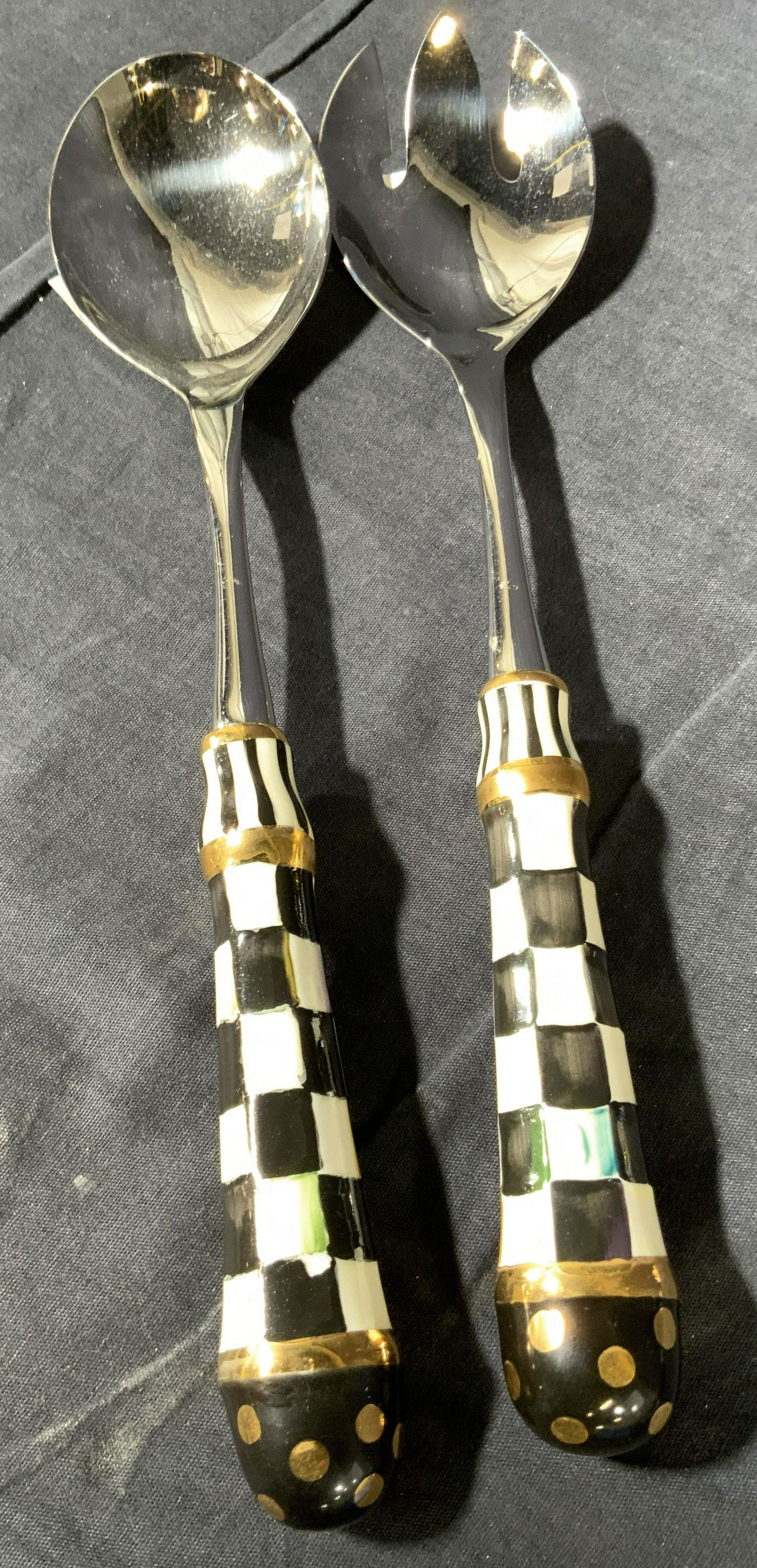 Pair Mackenzie Child's Courtly Check Salad Servers (1 of 6)