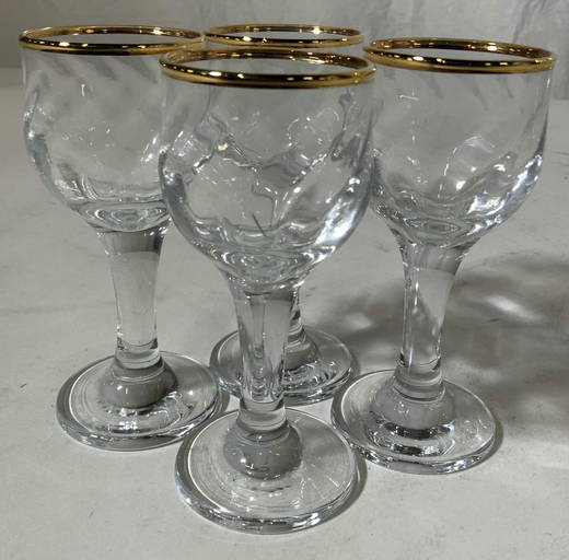2 Sets Gold Rimmed Crystal Stemware