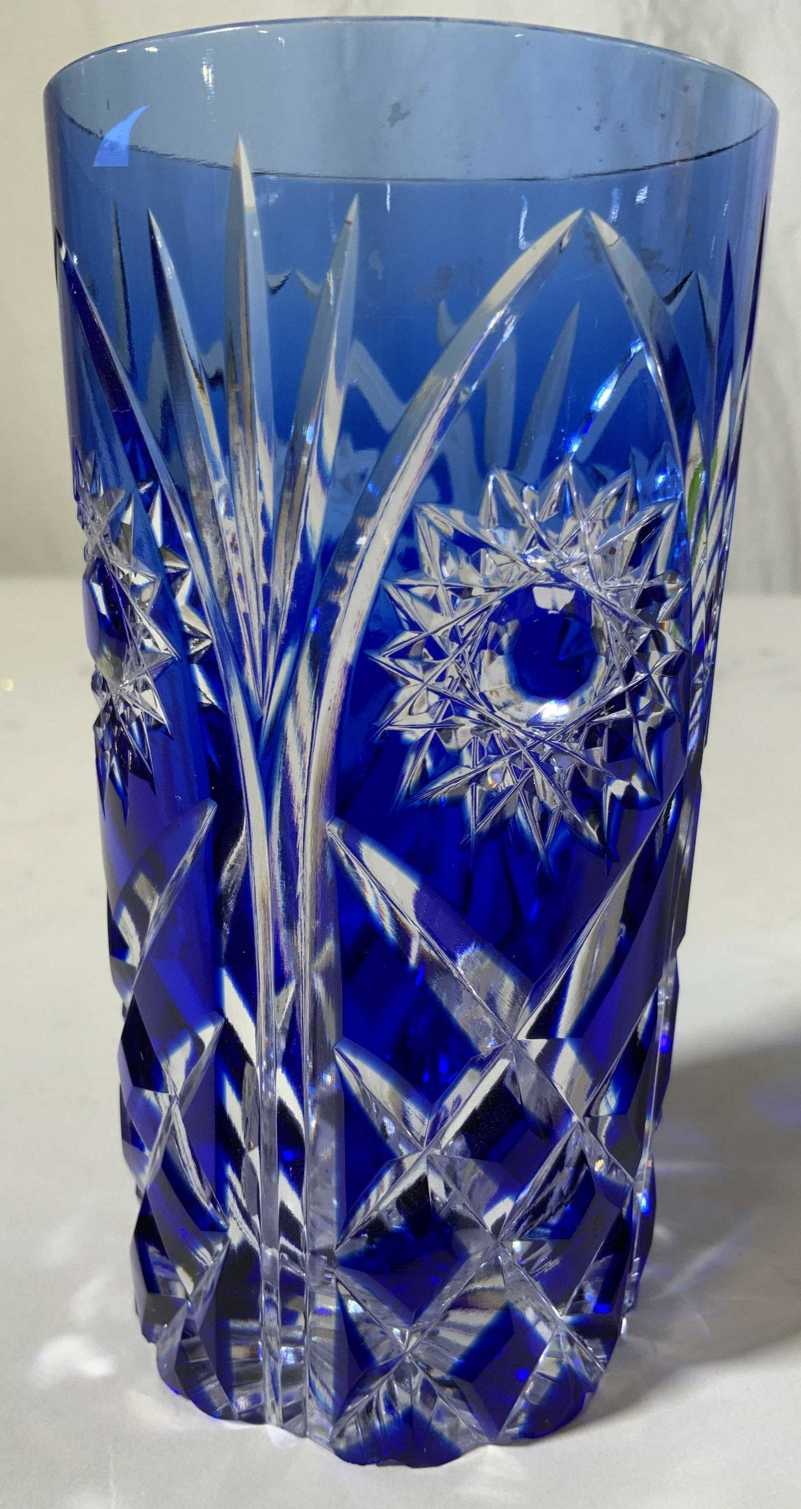 Cobalt Blue Bohemian Crystal Glass: Table ware, vase, vessel, glass, ht 5.5 inches diameter 3 inches