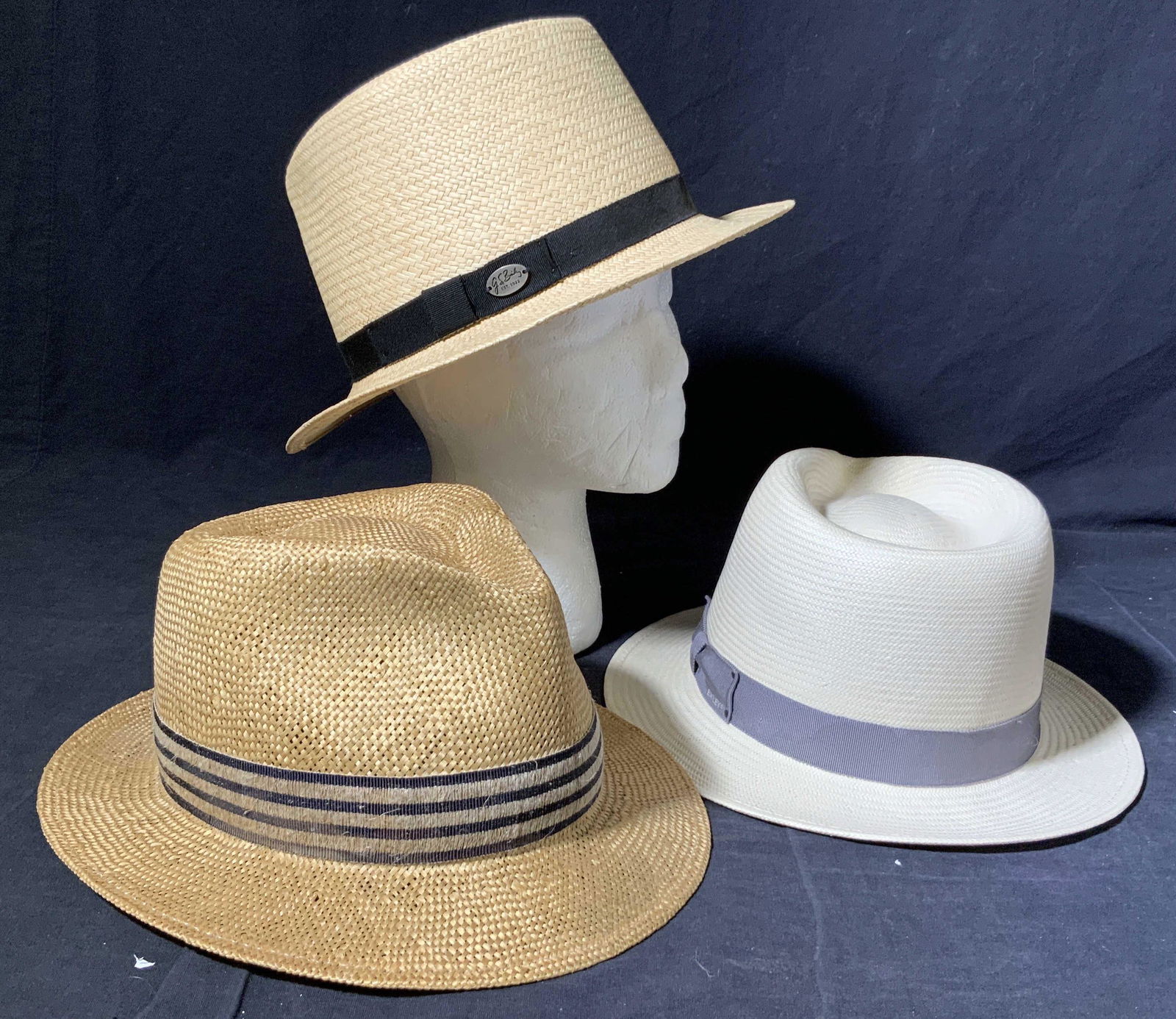3 Vintage Brimmed Hats, Ribbon Trim (1 of 10)