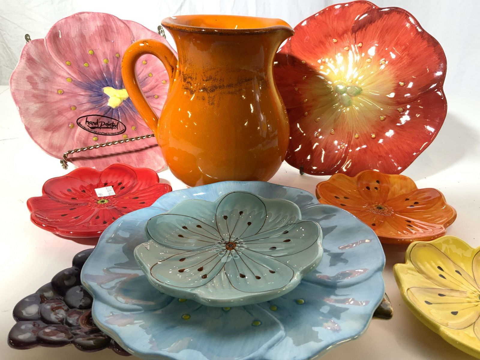 Group Colorful Floral Motif Plates and Pitcher (1 of 12)