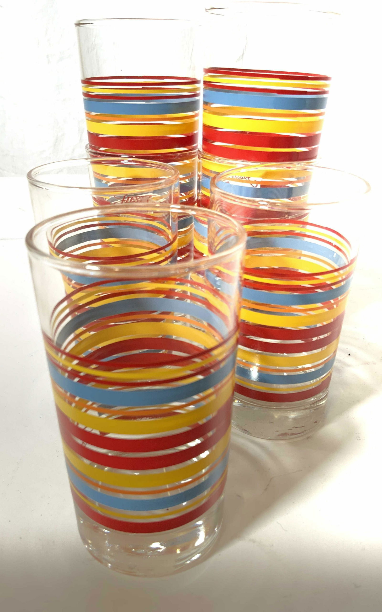 Colorful Set Striped Fiesta Glassware (1 of 6)