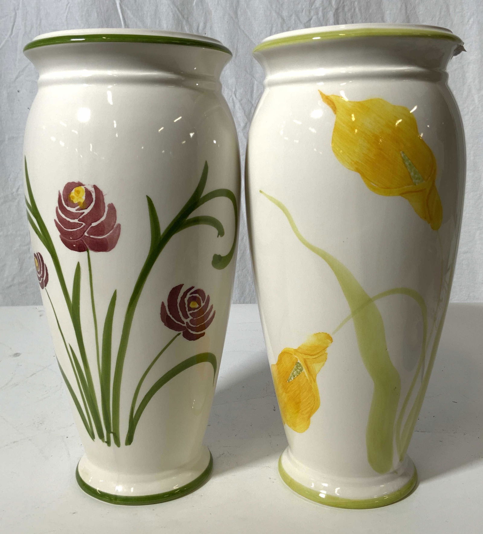 Pair Hand Painted Vases, Portugal (1 of 8)