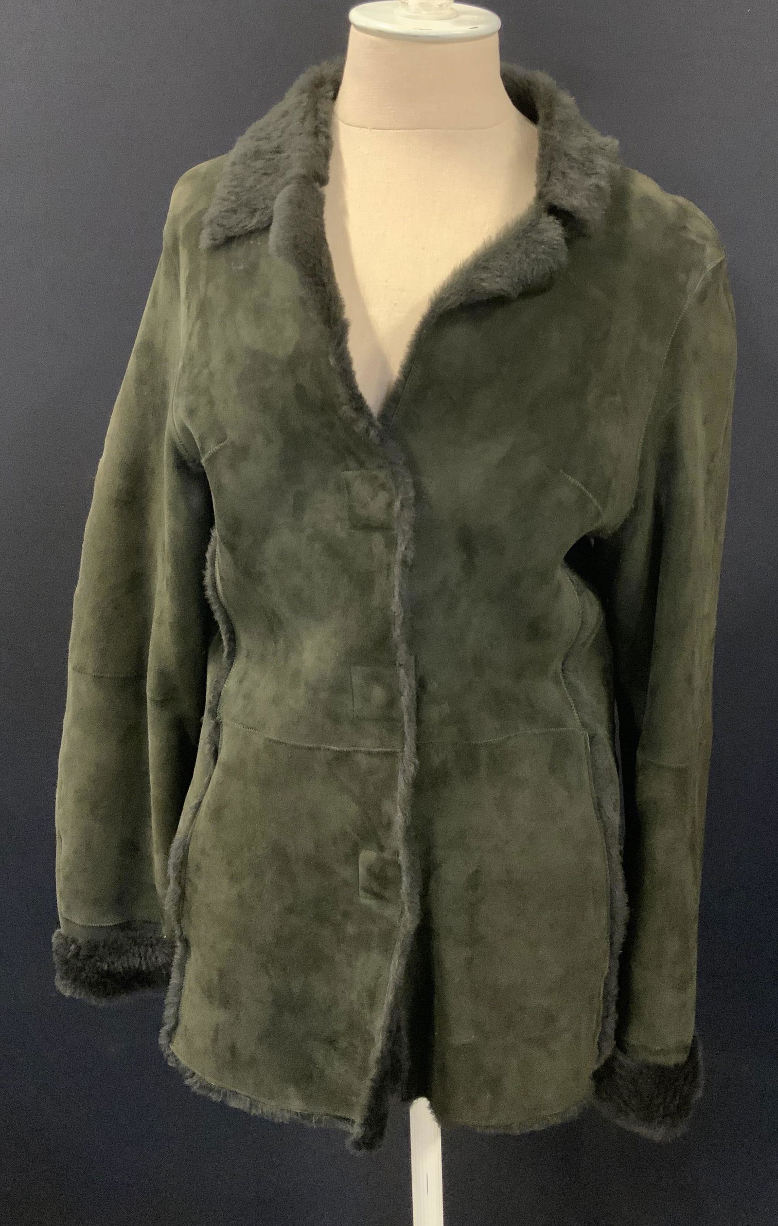 Elements by Vakko Med. Olive Green Seude Jacket (1 of 11)