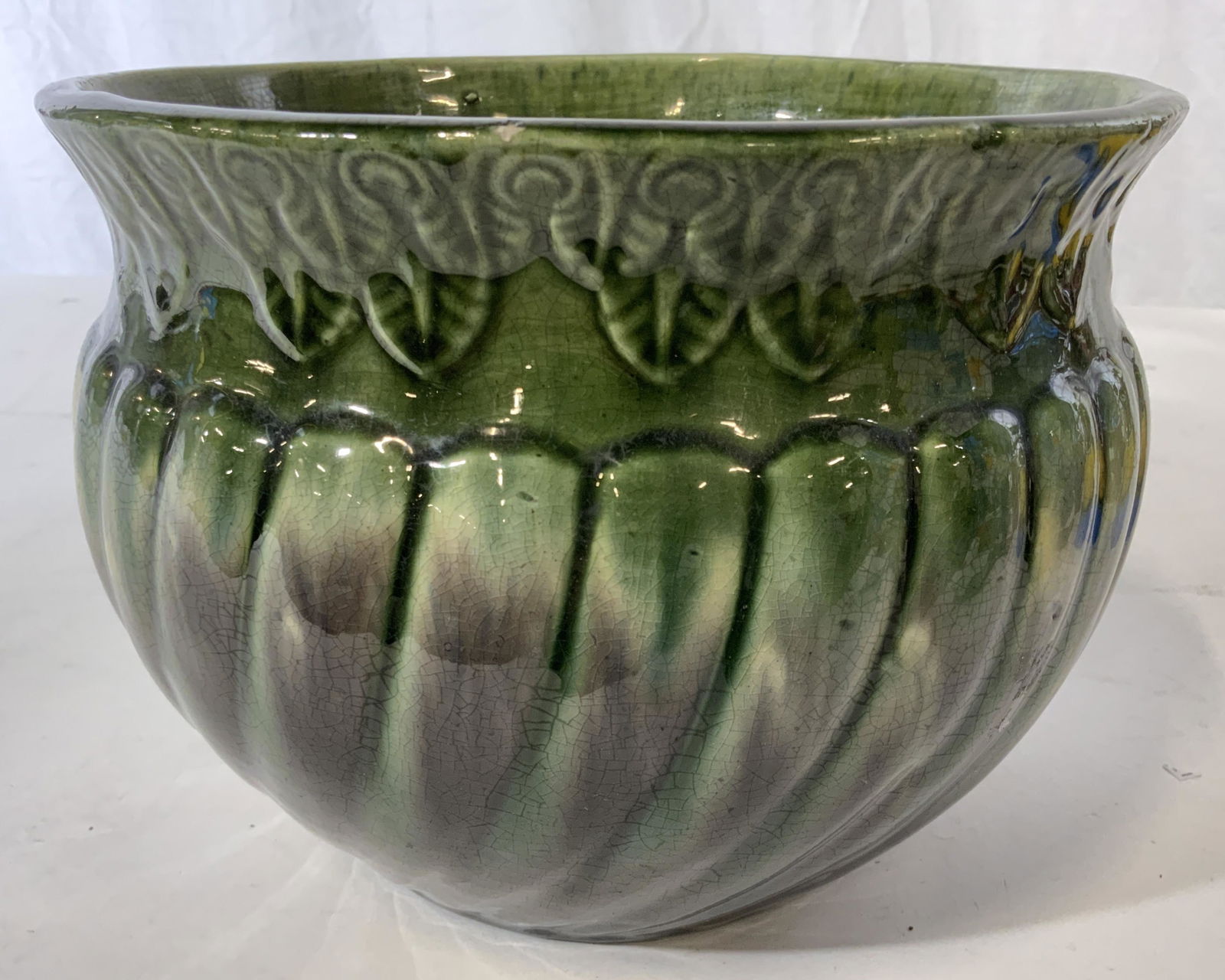 Glazed Ceramic Planter W Relief Detail (1 of 8)