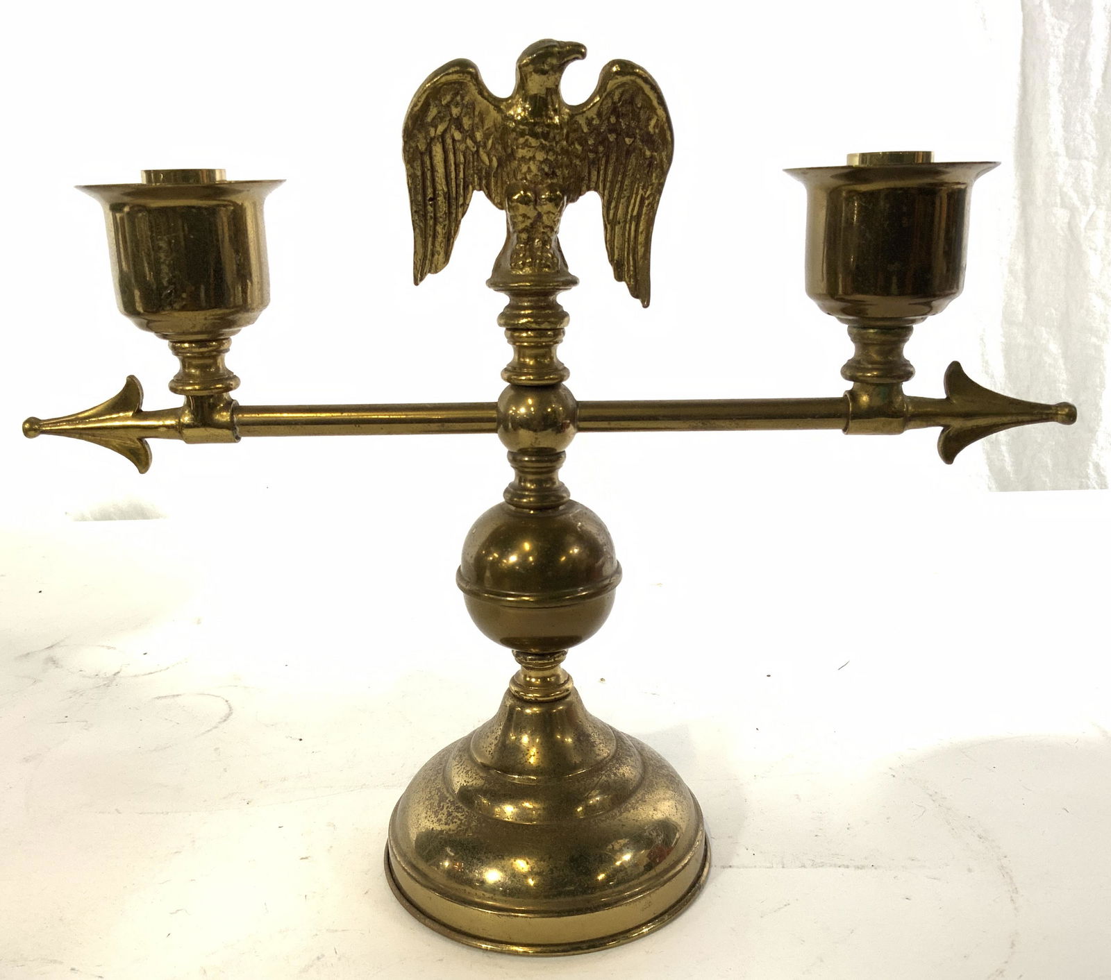 Vntg Brass 2 Arm Weathervane Style Candelabra (1 of 8)