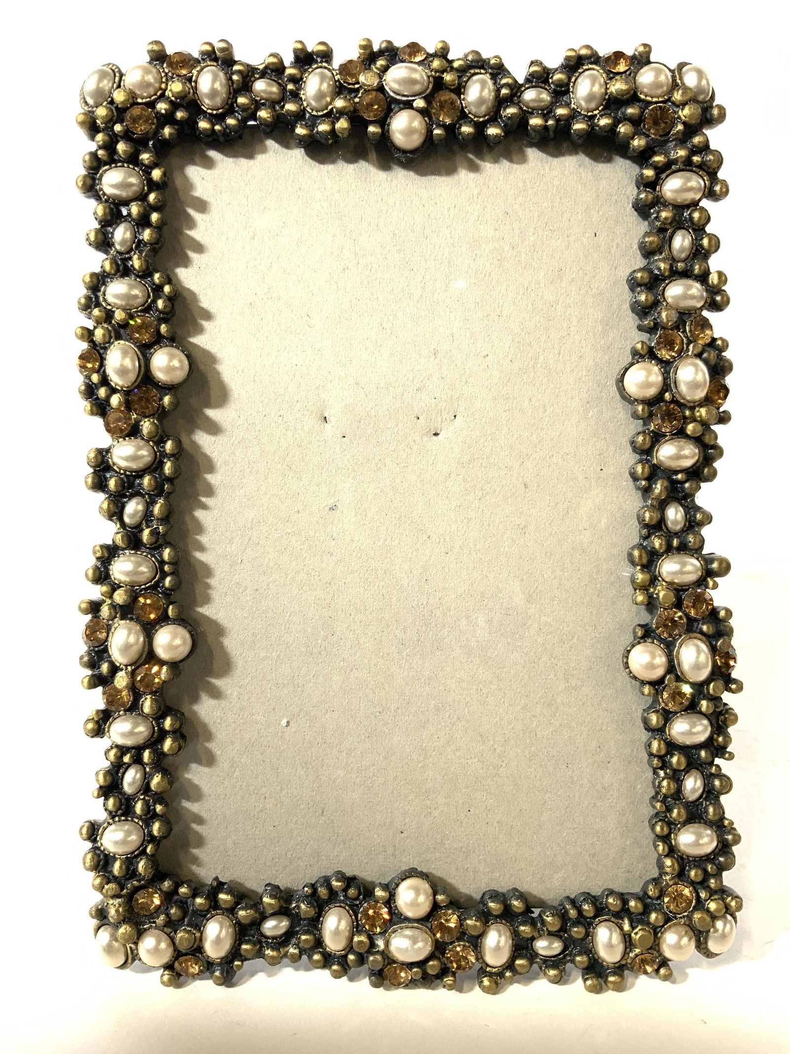 Metal Picture Frame W Bead & Rhinestone Detail (1 of 7)