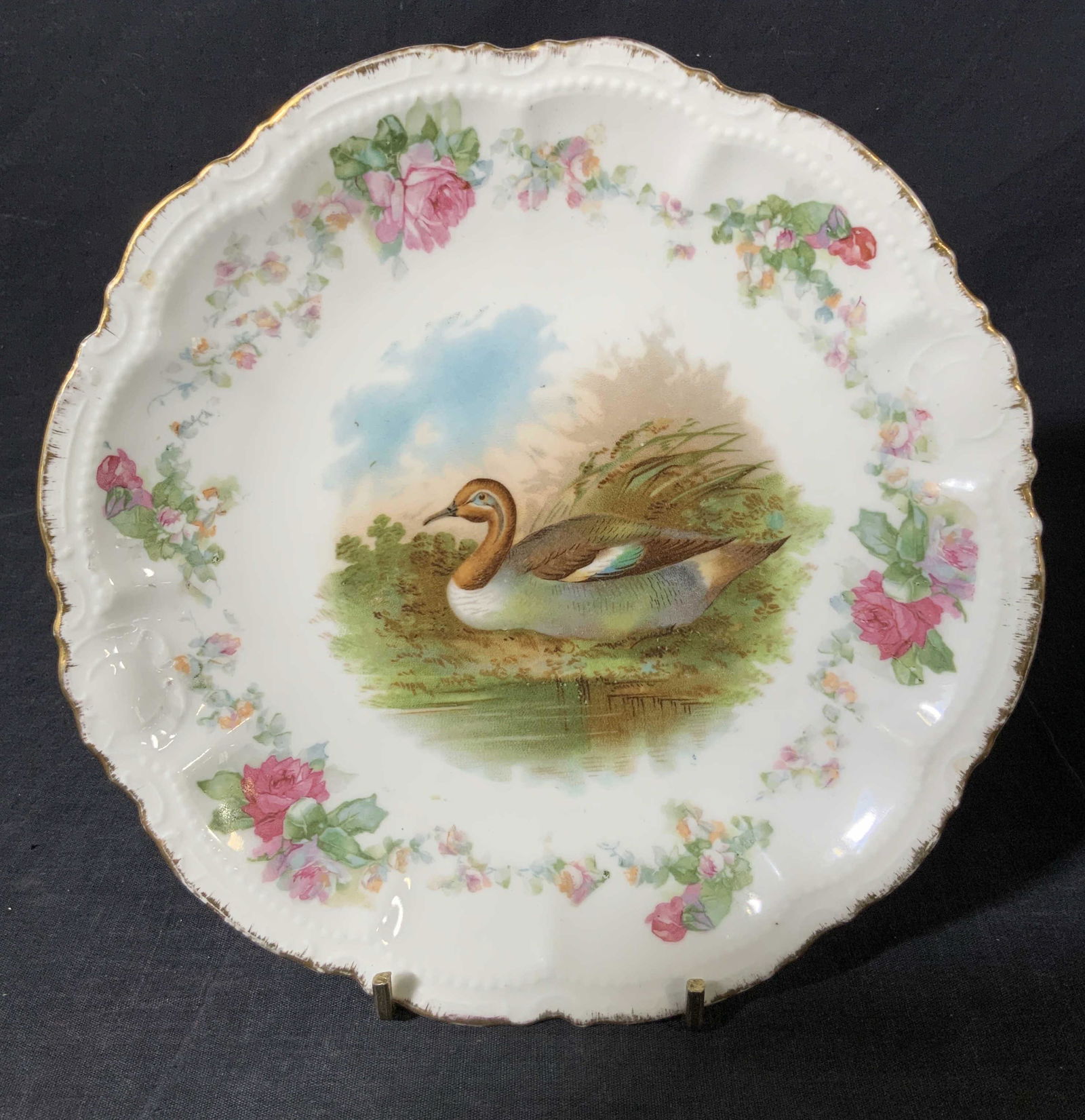 Vintage Porcelain Water Fowl Display Plate (1 of 8)