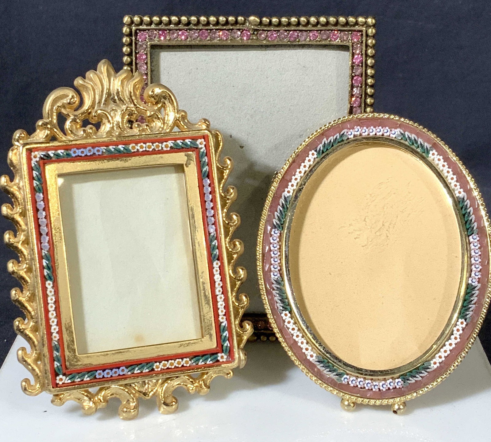 Grp 3 Millefiori a& Crystal Table Frames, Italy (1 of 5)