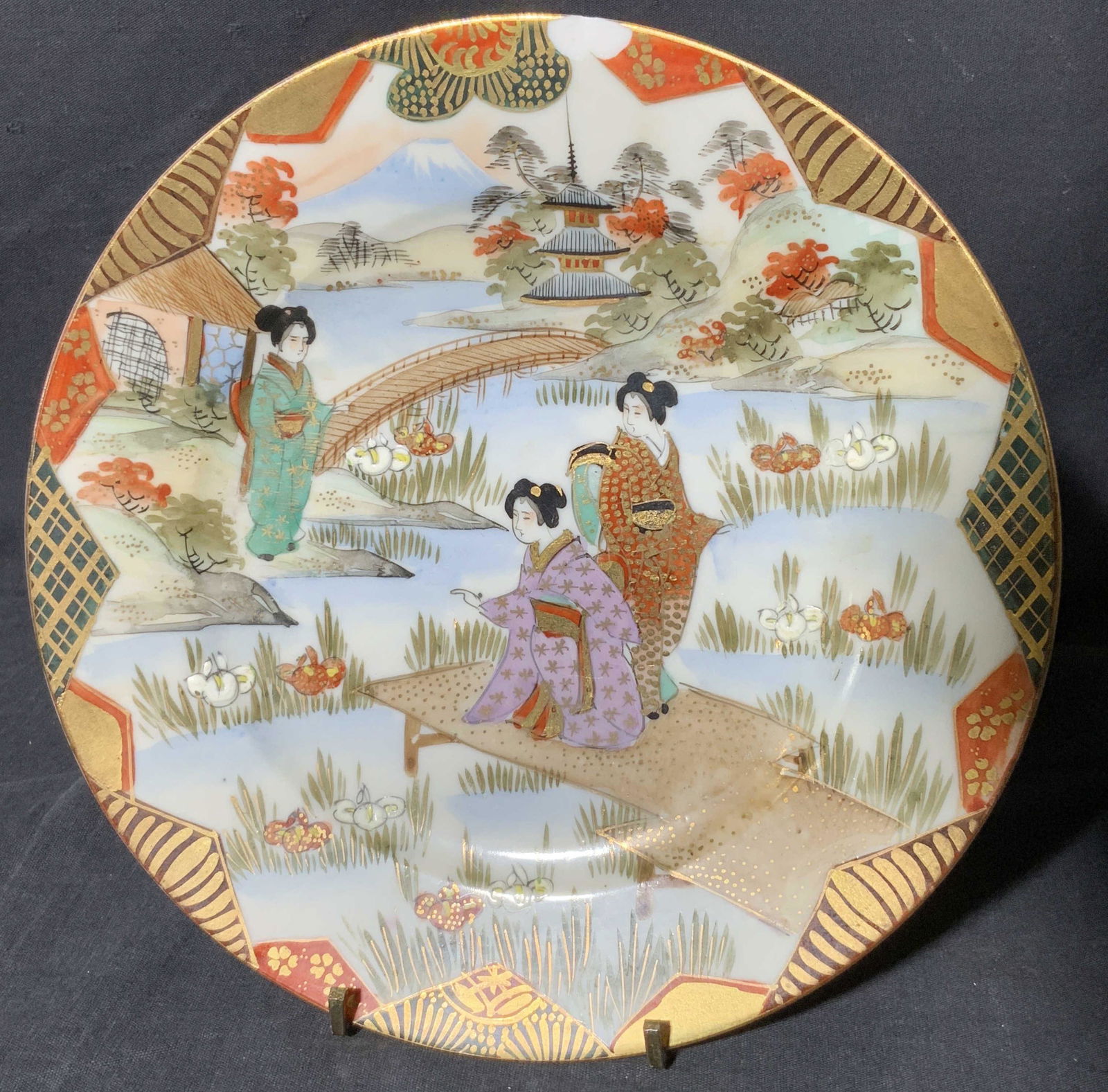 Porcelain Plate Featuring Asian Style Pond Scene (1 of 7)