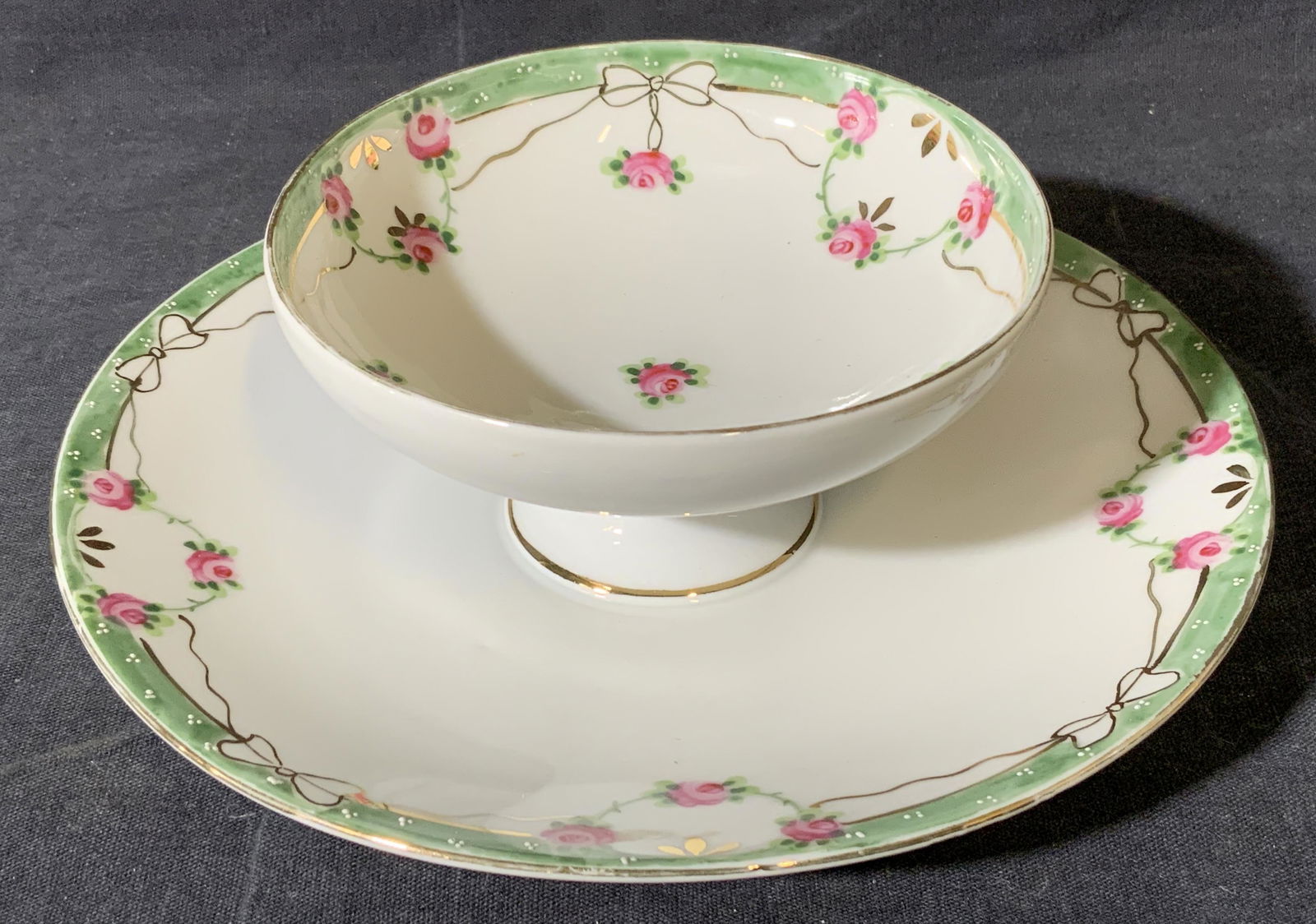 NIPPON Hand Painted Tiered Porcelain Dish (1 of 6)