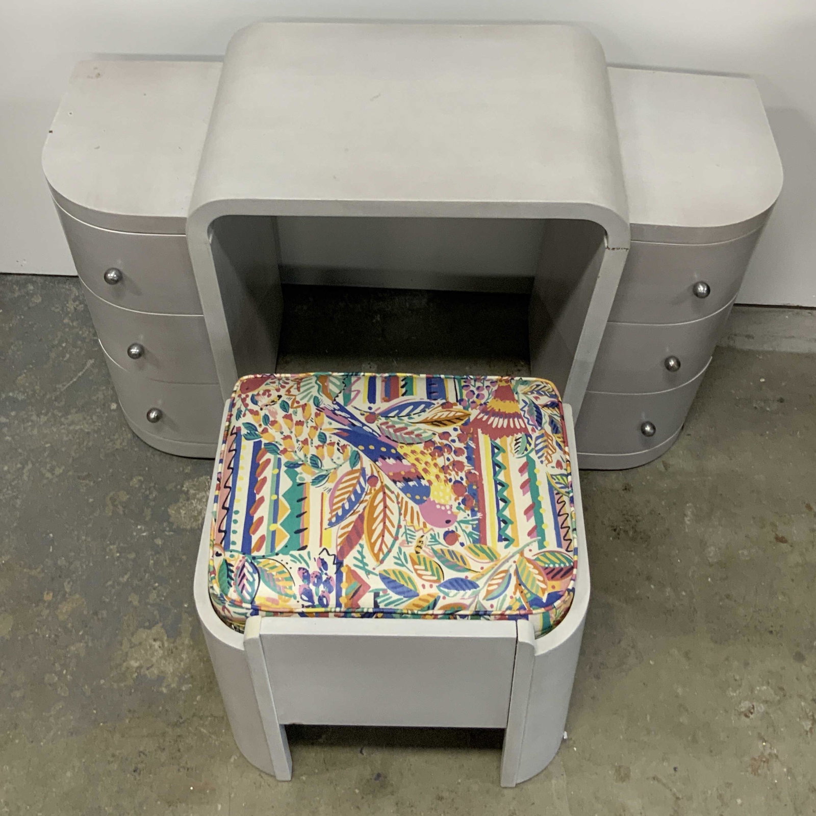 Waterfall Line Art Deco Desk & Chair  W/ Cushion (1 of 20)