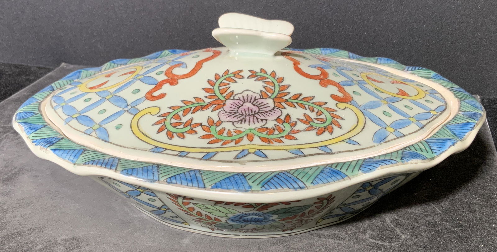 Asian Hand Painted Lidded Vessel (1 of 5)