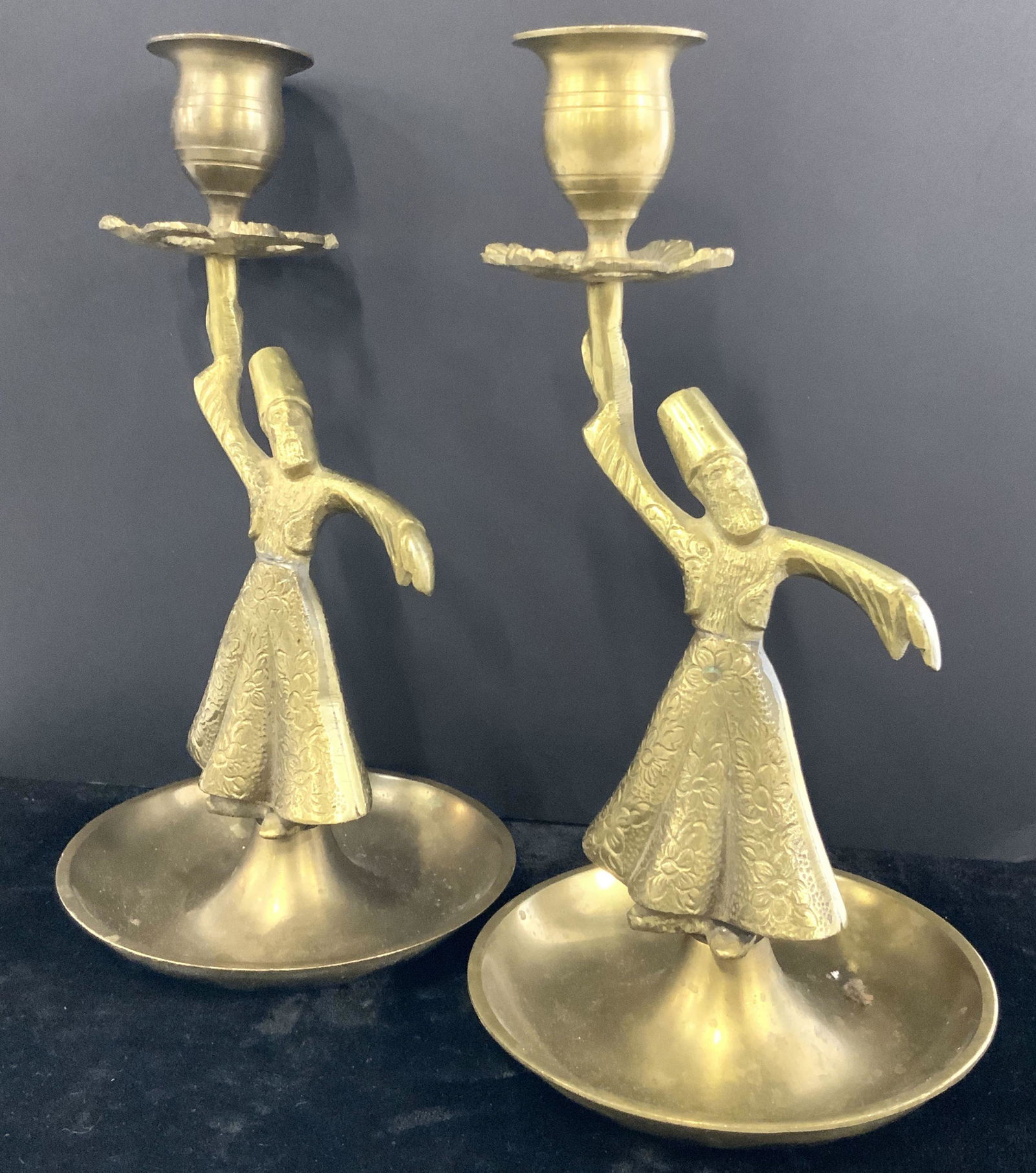 Set of Brass Monk Figural Candle Holders (1 of 10)