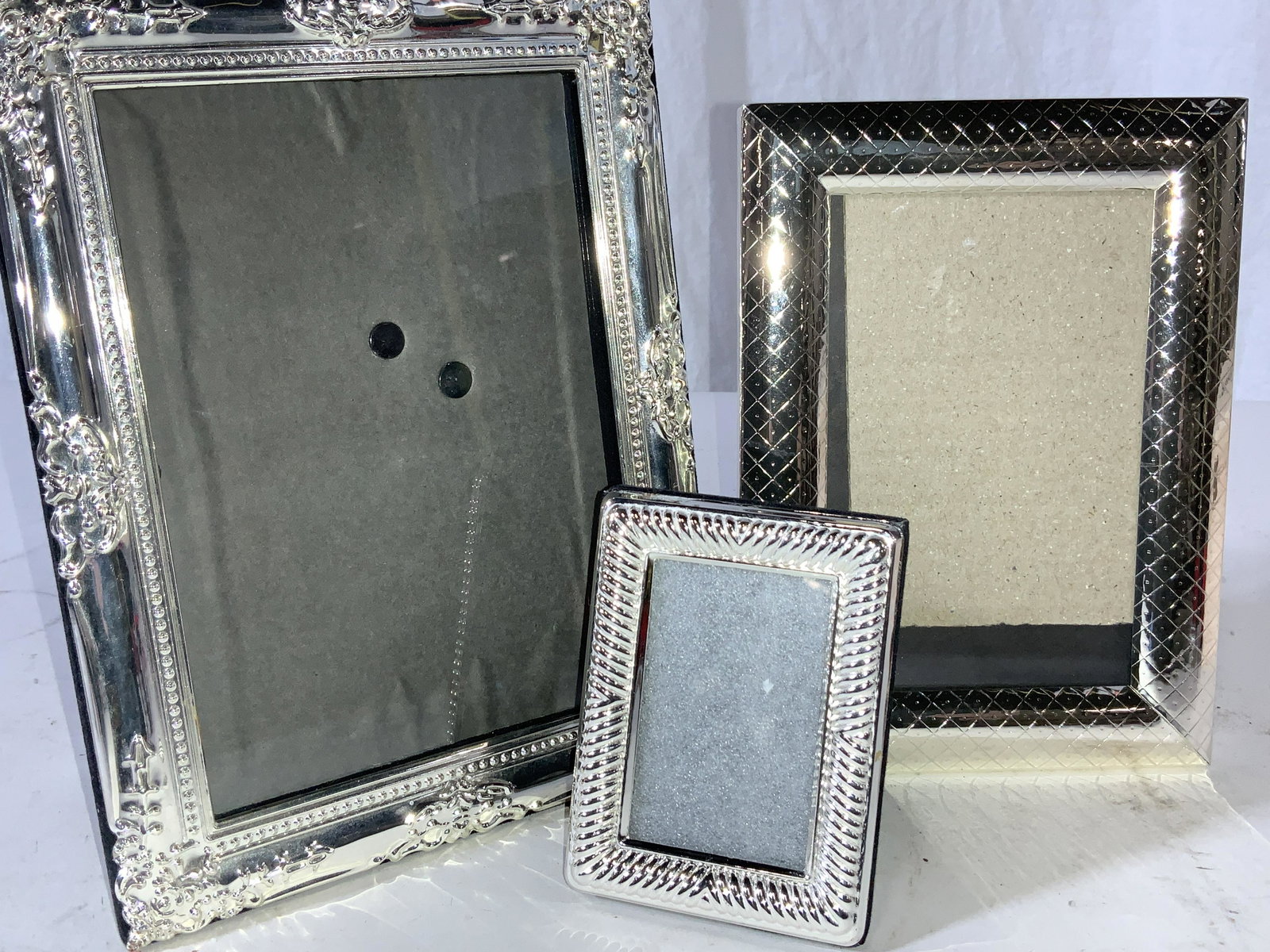 Lot 3 Embossed Silver tone Easel Back Photo Frames (1 of 5)