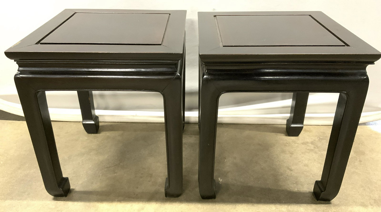 Pair Chinese Wooden End Tables W Chow Feet (1 of 9)
